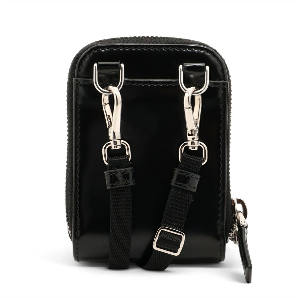 Prada leather plaque logo adjustable strap pouch black